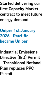 Started delivering our first Capacity Market contract to meet future energy demand Uniper 1st January 2026 Ratcliffe ...
